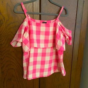 Bobeau pink gingham check top